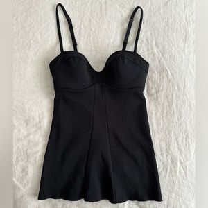 Fleur du Mal Designer Built-in Bra Top Cami Bustier Tank Black Size 32B XS